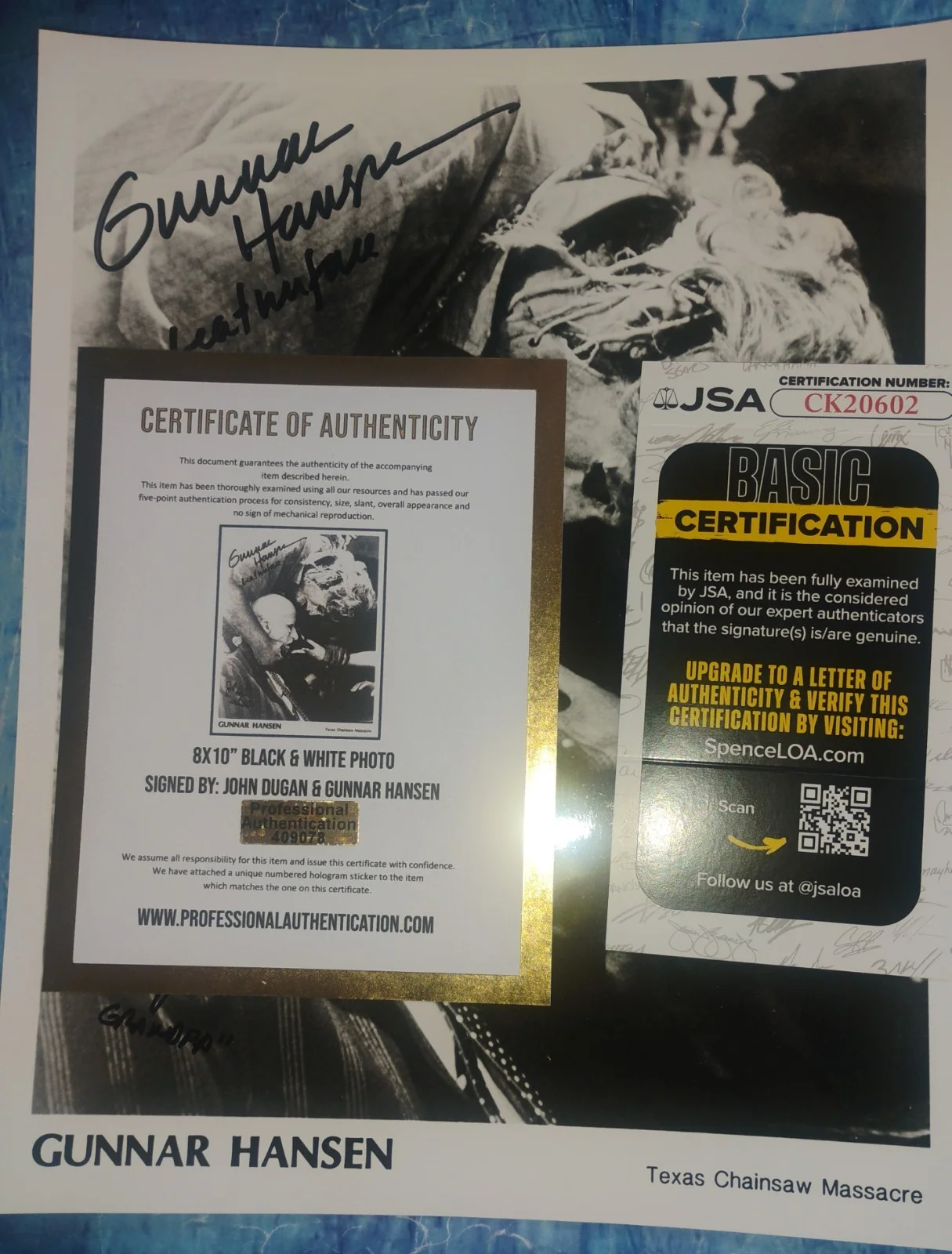 Gunnar Hansen & John Dugan Hand Signed JSA COA 8x10 Photo NO US TARIFFS, изображение 5