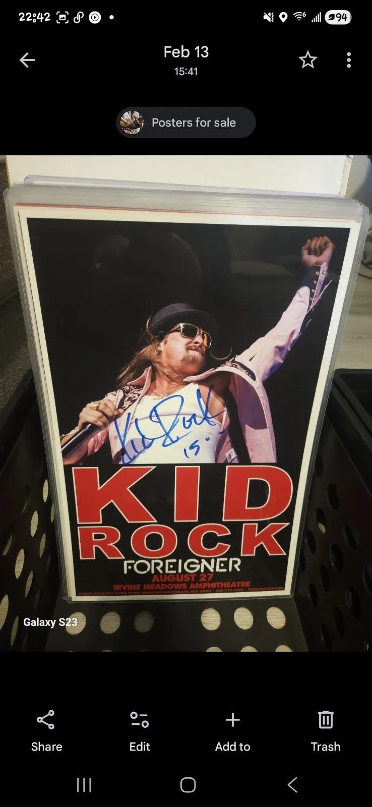 Kid Rock Signed 11x17 2015 First Kiss Tour Concert Poster! Foreigner, изображение 4