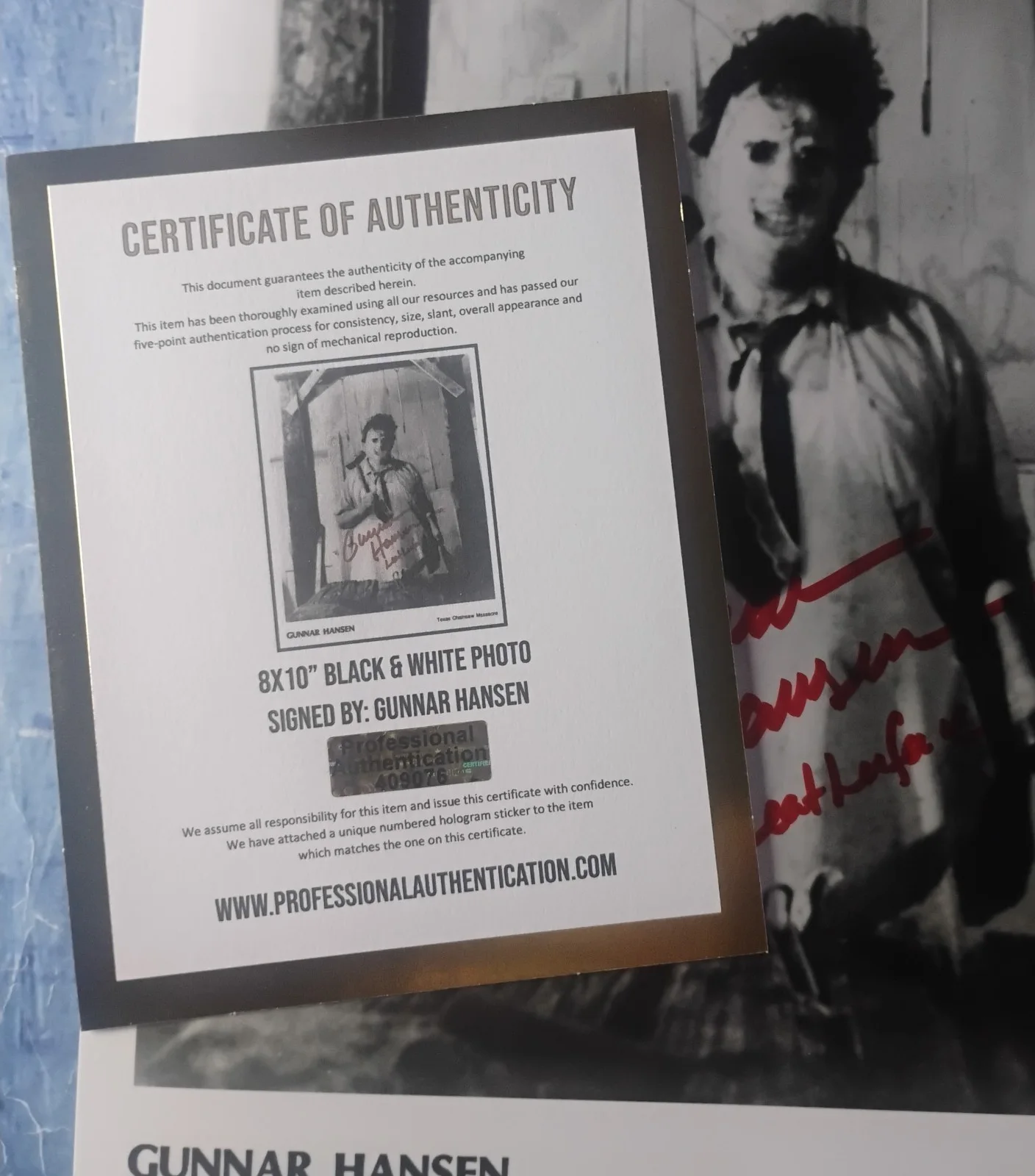 Gunnar Hansen Hand Signed 8x10 Photo COA Leatherface NO US TARIFFS, image 4