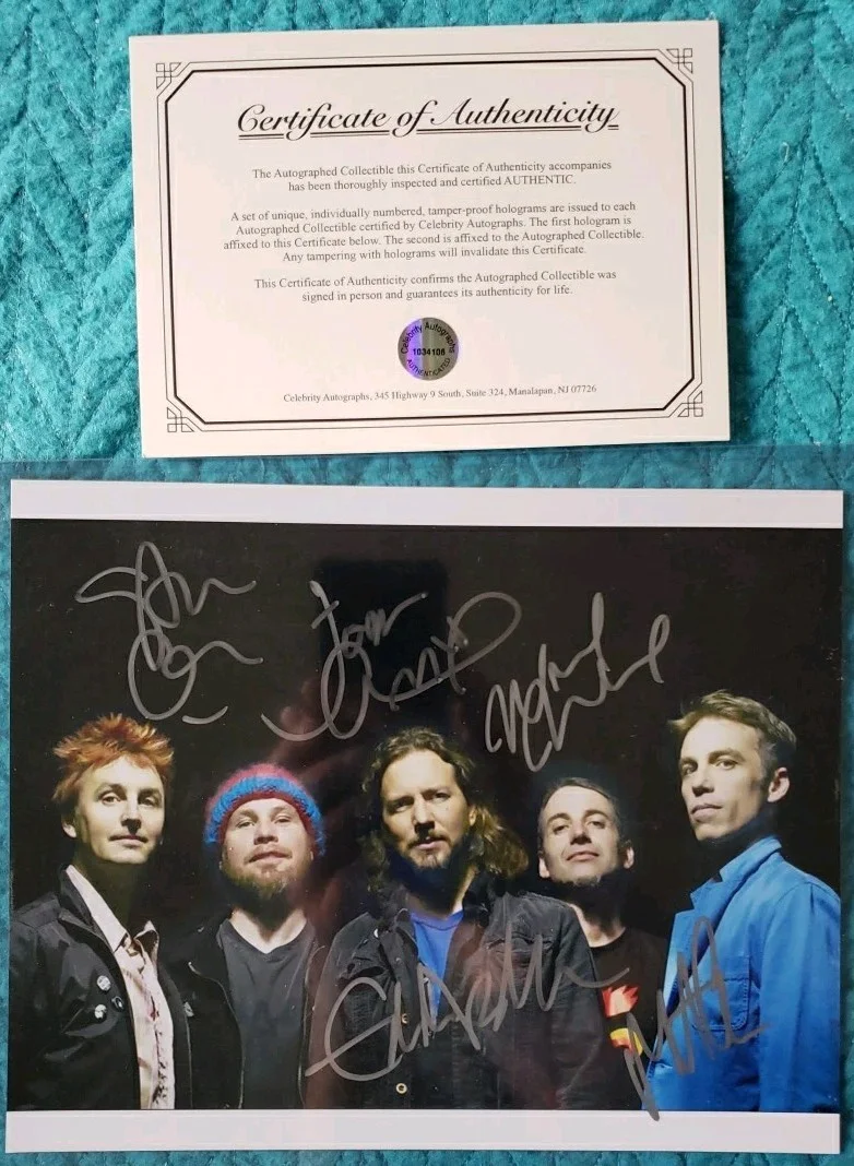 Pearl Jam Signed By 5 Members W/COA 8x10 Photo, image 4