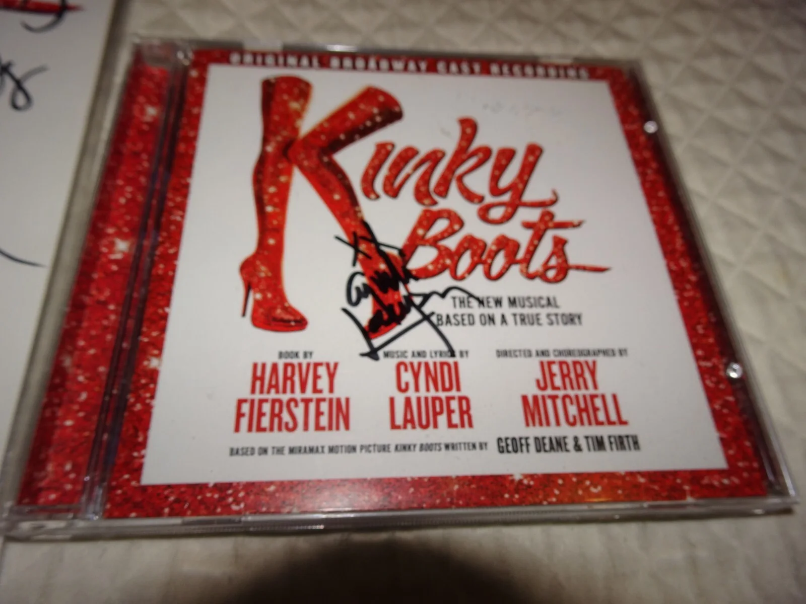 Cyndi Lauper Kinky Boots cast Broadway poster and cd signed, image 2