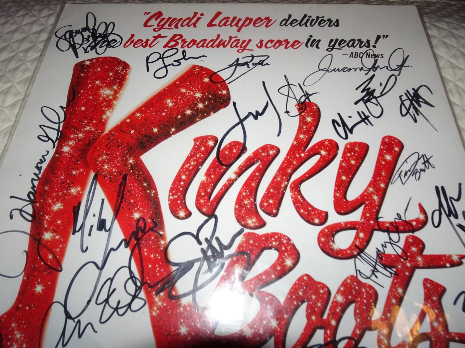 Cyndi Lauper Kinky Boots cast Broadway poster and cd signed, image 3