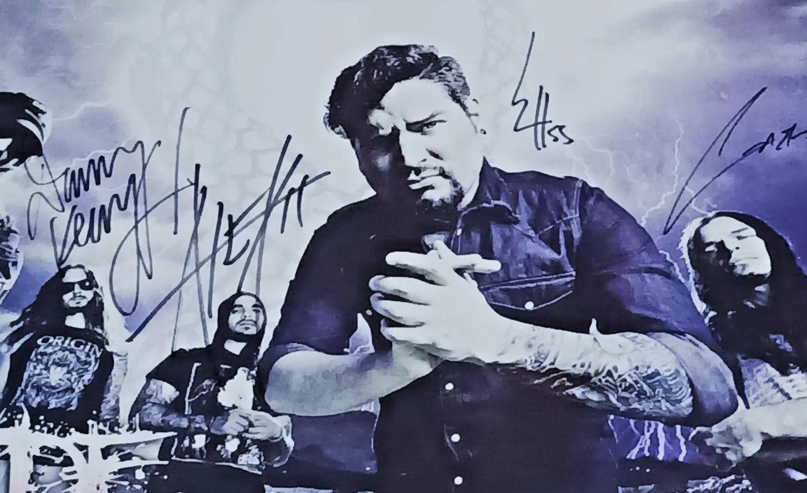 SUICIDE SILENCE: "Mayhem Festival" Band Autographed 18x24 Pre-Owned Poster #1, изображение 3