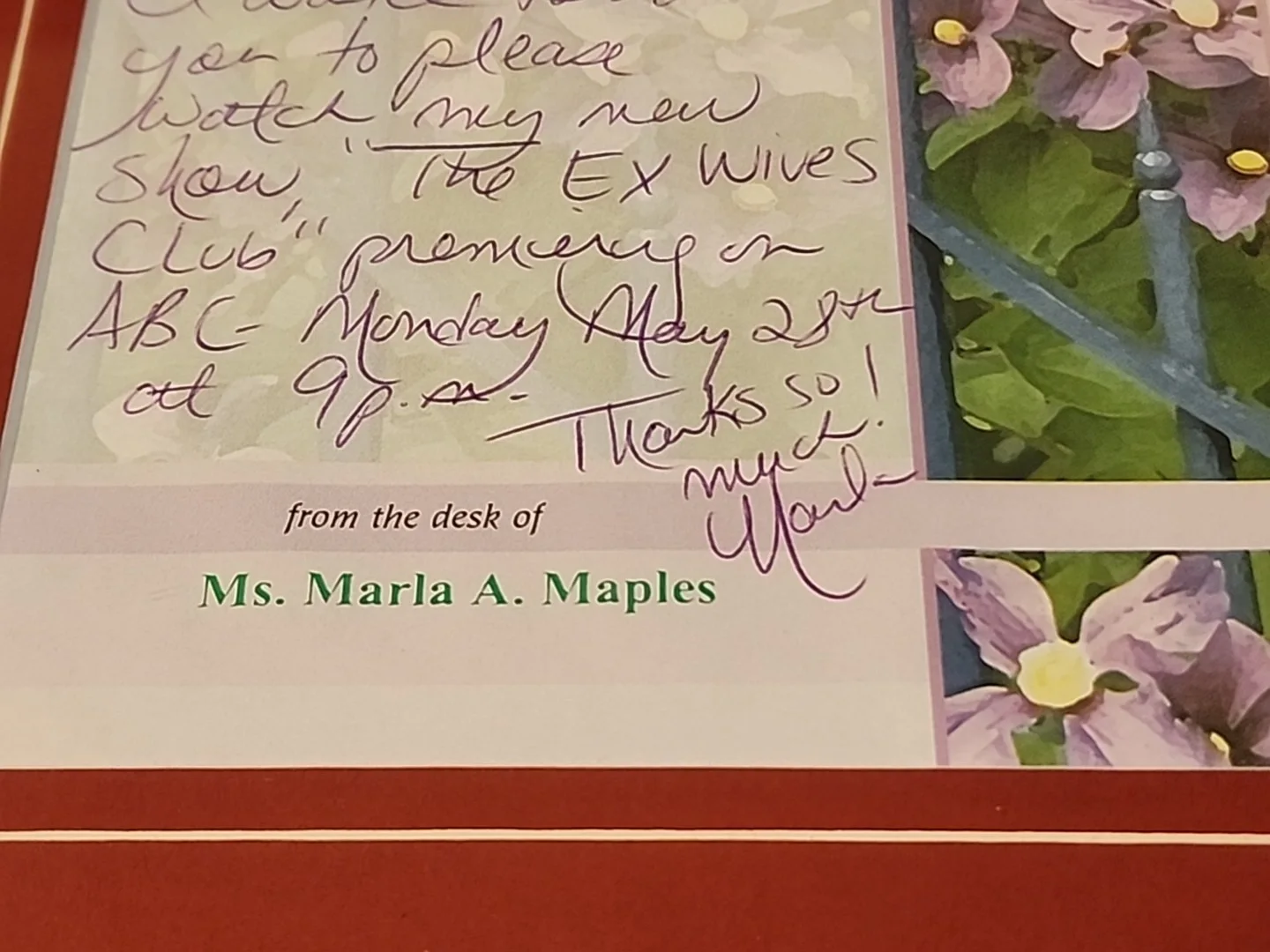 MARLA MAPLES TRUMP — Marla Maples (Ex Trump Wife) Signed Letter & Framed Photo Display, image 4