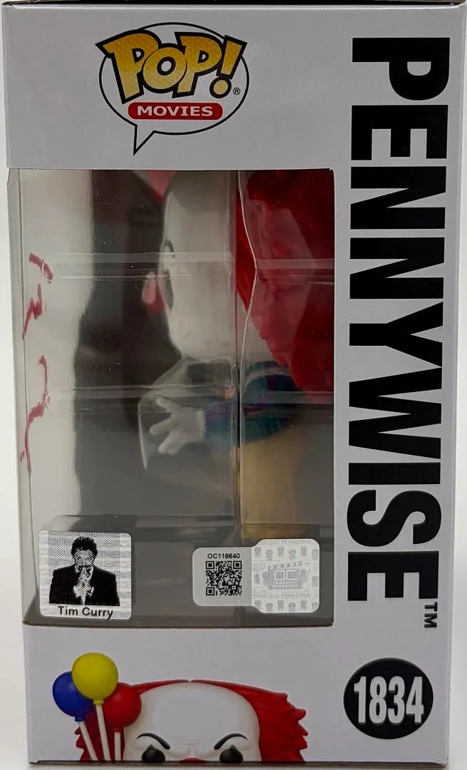Tim Curry — Tim Curry Signed RARE Funko #1834 "Pennywise" (IT: The Movie)-OC Celebrity Mtkg, изображение 3