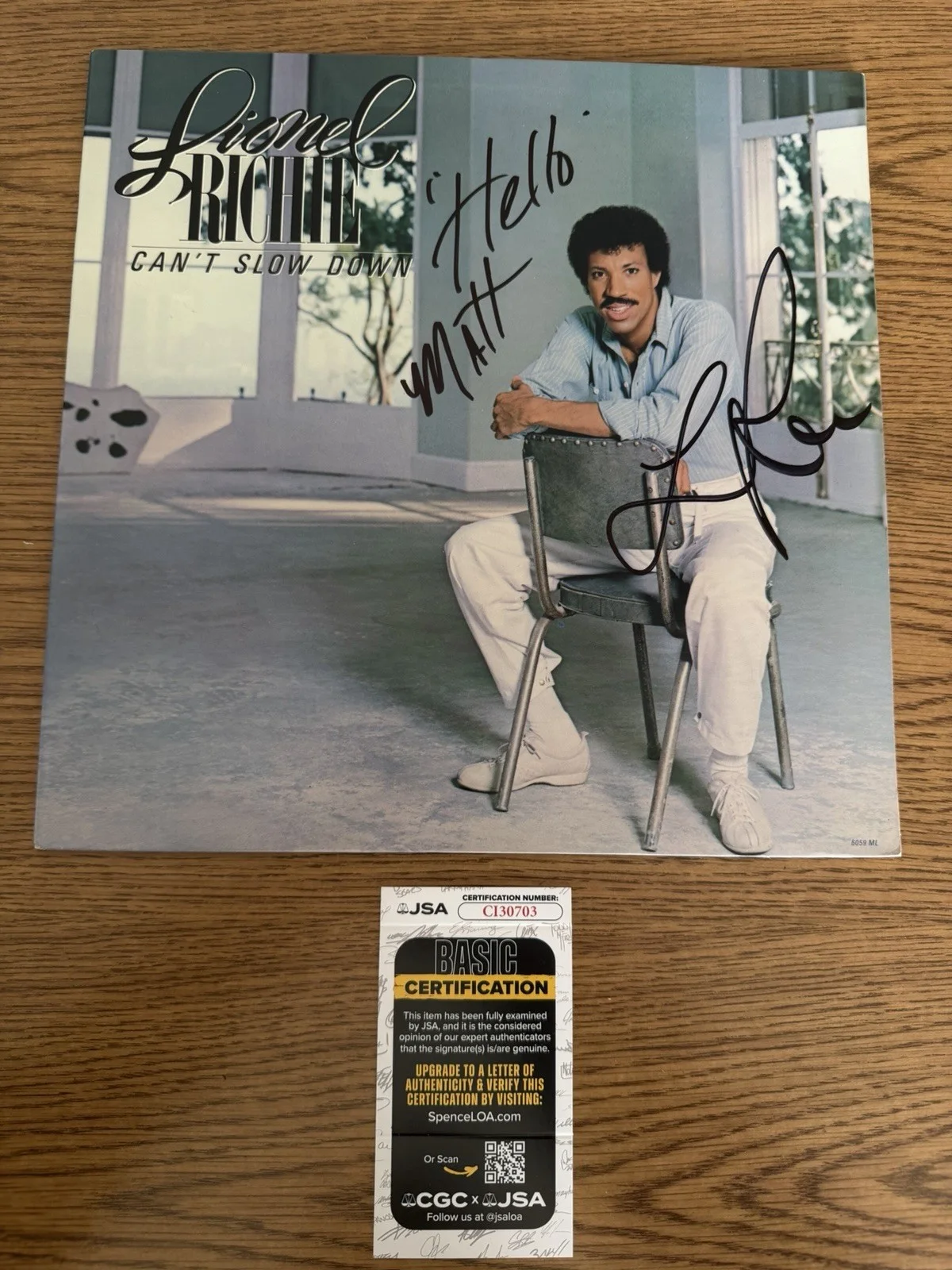Lionel Richie — Lionel Richie Signed Autograph Can't Slow Down LP JSA COA FREE SHIPPING!, изображение 3