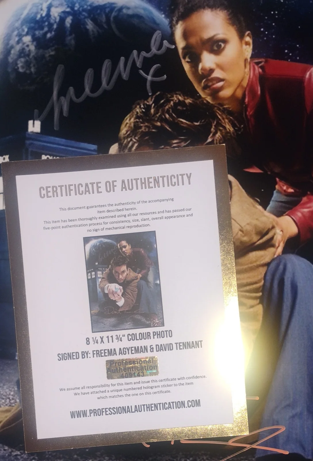 Freema Agyeman & David Tennant Hand Signed Photo COA Doctor Who NO US TARIFF, изображение 5