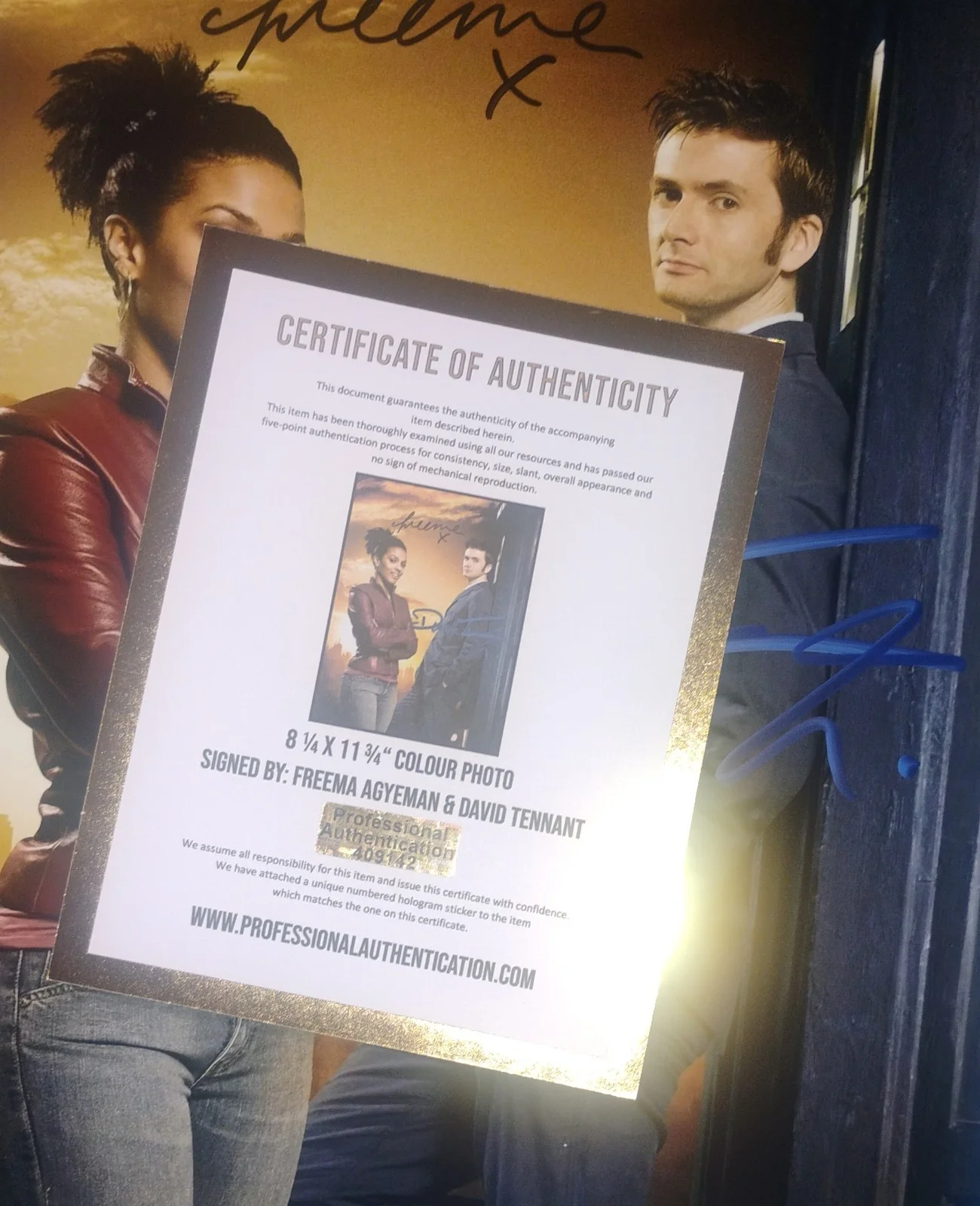 David Tennant & Freema Agyeman Hand Signed Photo COA Doctor Who NO US TARIFFS, image 5
