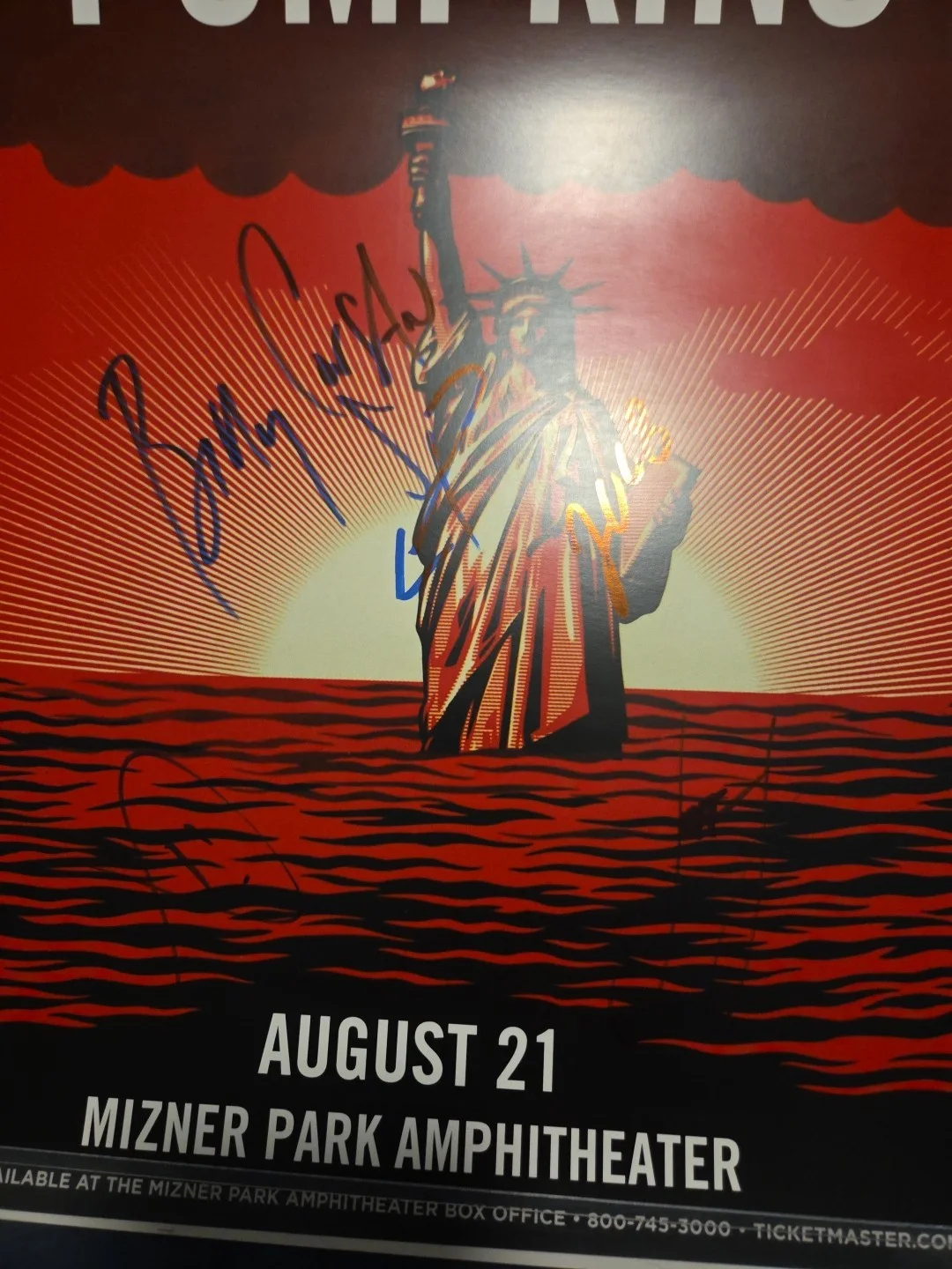 Smashing Pumpkins Signed X3 11x17 Zeitgeist Concert Poster 2018. Billy Jim Jeff, image 4