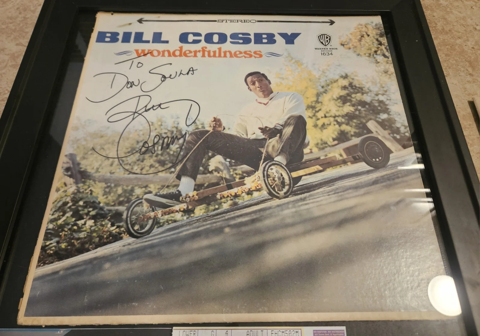 Bill Cosby — Bill Cosby Framed Grouping Signed Vinyl Ticket Stubs VIP Passes Show Program ETC, image 2