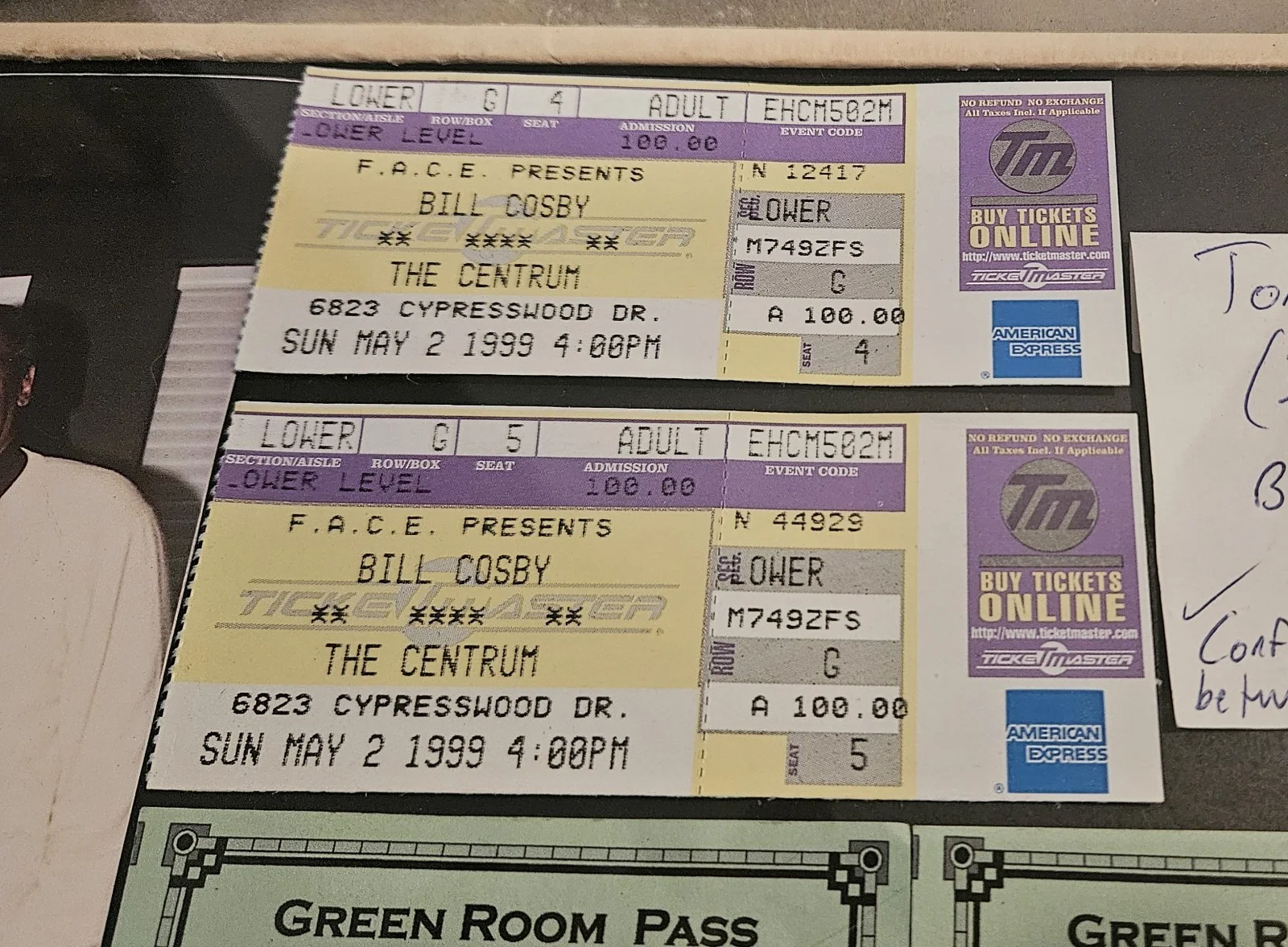 Bill Cosby — Bill Cosby Framed Grouping Signed Vinyl Ticket Stubs VIP Passes Show Program ETC, image 5