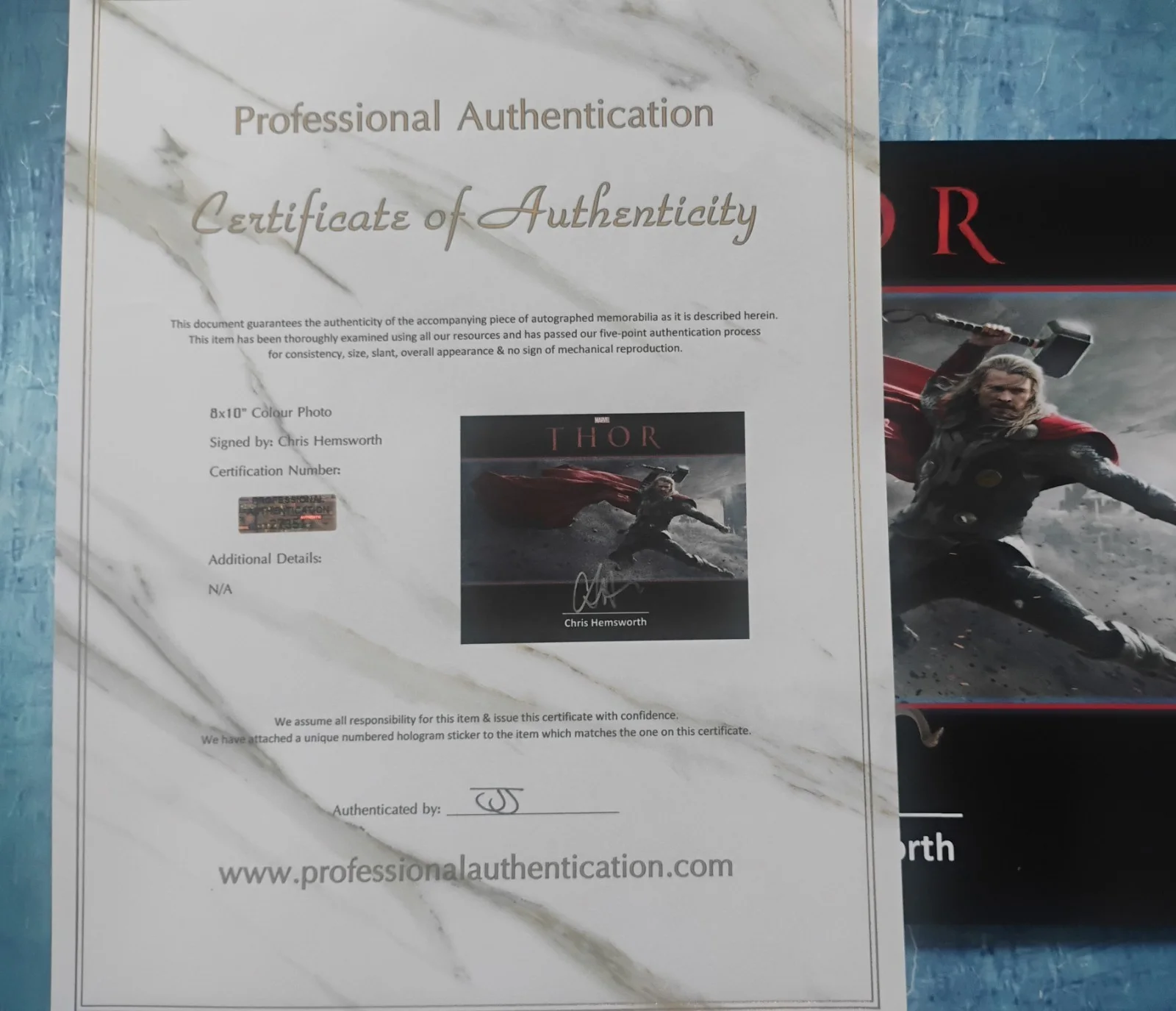 Chris Hemsworth Hand Signed Autograph 8x10 Photo COA Thor Avengers NO US TARIFFS, image 4