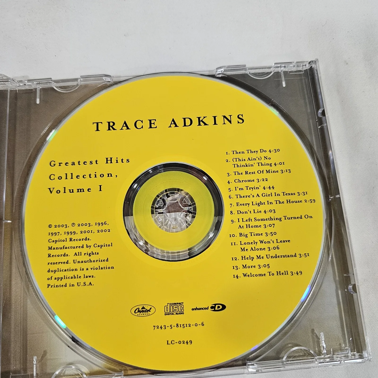 Trace Adkins Signed Cd "Greatest Hits Collection Vol. 1" Autograph, image 3