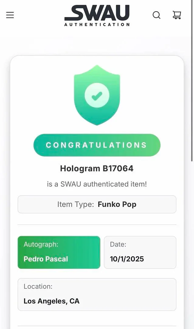 Pedro Pascal — Pedro Pascal Signed Funko Pop #402 The Mandalorian (Star Wars) - SWAU COA, изображение 5