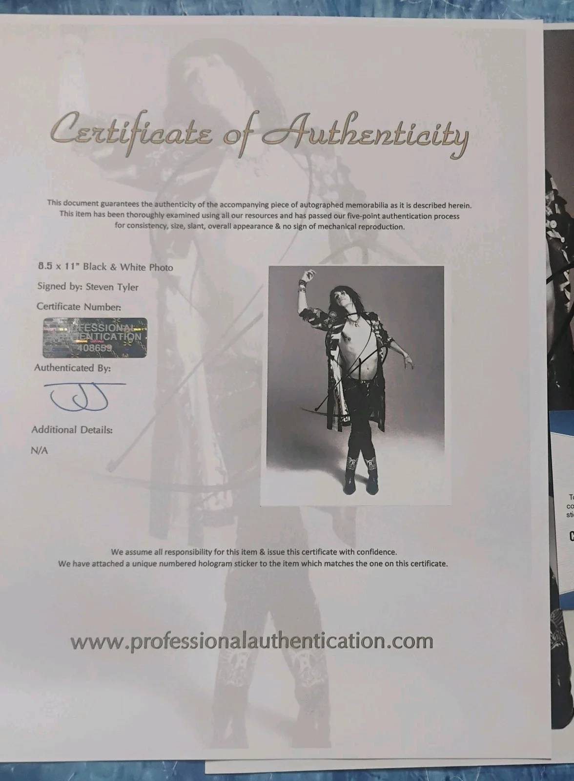 Steven Tyler Hand Signed Autograph Photo COA Aerosmith NO US TARIFFS, изображение 4