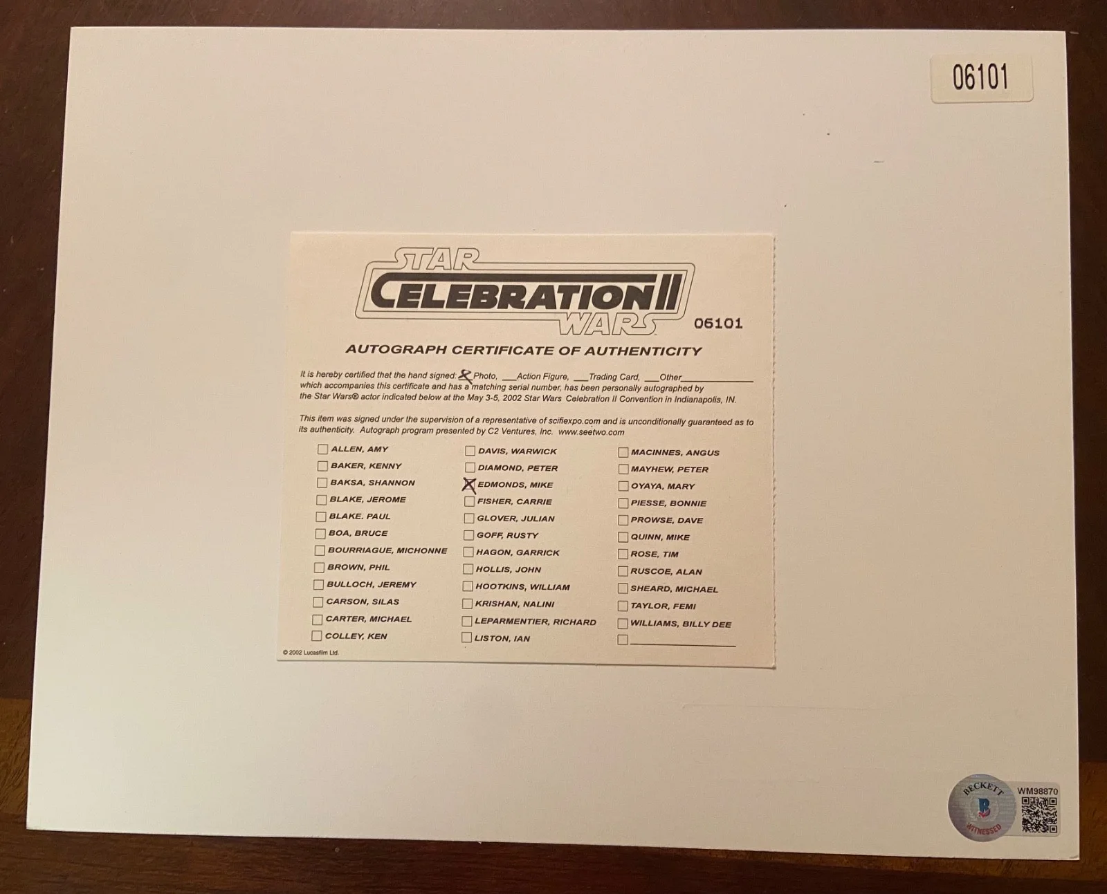 Mike Edmonds Jane Busby — Star Wars Celebration II Signed Autograph Photo Mike Edmonds and Jane Busby, изображение 2
