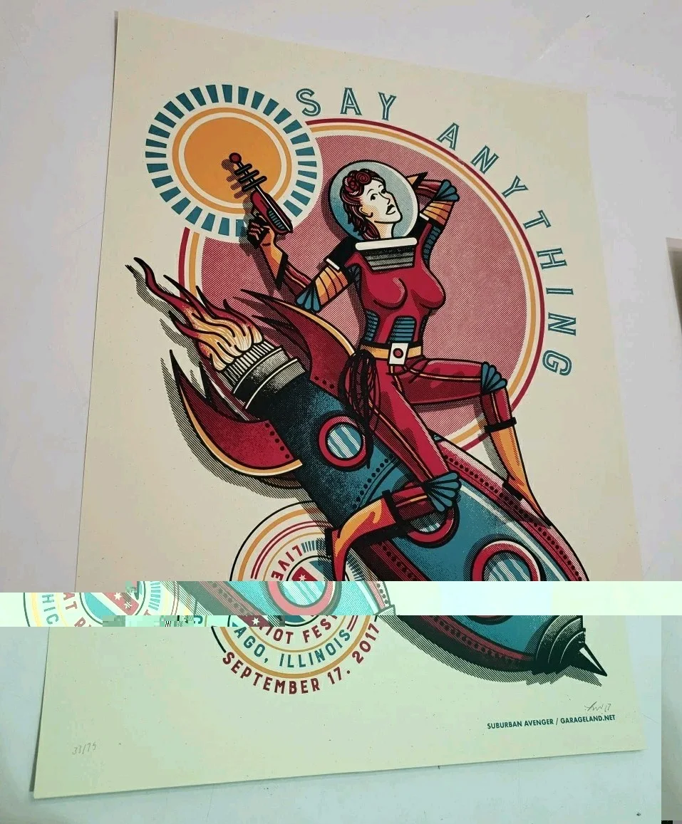 Say Anything Riot Fest 2017 Poster Limited 33/75 24x18, изображение 2