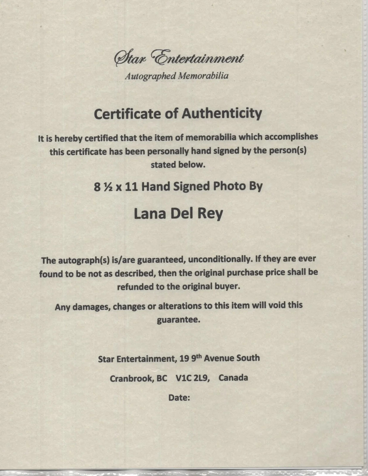 LANA DEL REY - ULTRA SEXY SNGER POSE - HAND SIGNED AUTOGRAPHED PHOTO WITH COA, изображение 2