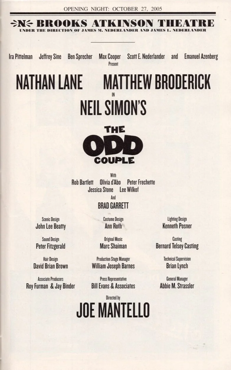 Cast — Neil Simon's The Odd Couple Signed Cast Playbill Matthew Broderick Nathan Lane +, изображение 2