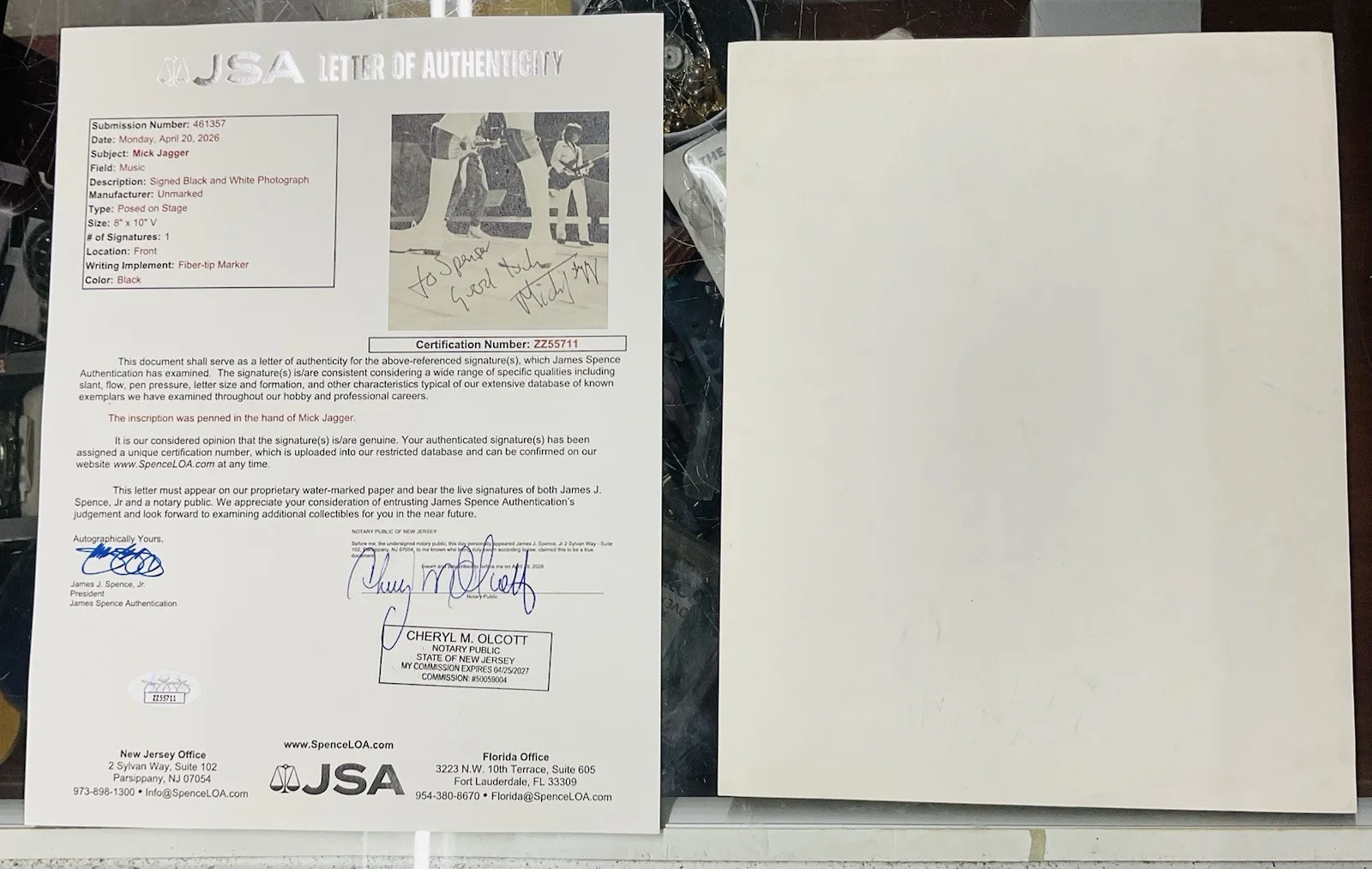 Mick Jagger — Mick Jagger Signed Autograph Original 8x10 Photo The Rolling Stones JSA B&W, image 2