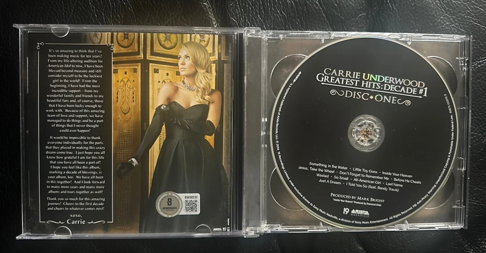 Carrie Underwood Signed Greatest Hits Decade #1 CD BECKETT COA BW30232, image 2