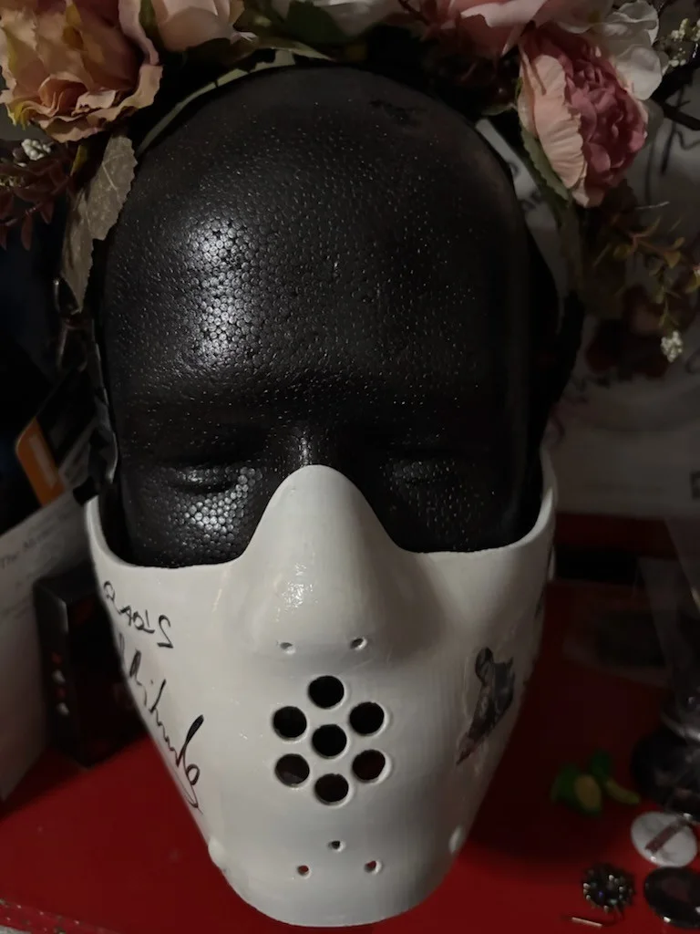 Mads Mikkelsen — Hannibal Mads Mikkelsen autographed White Prison Mask, image 2