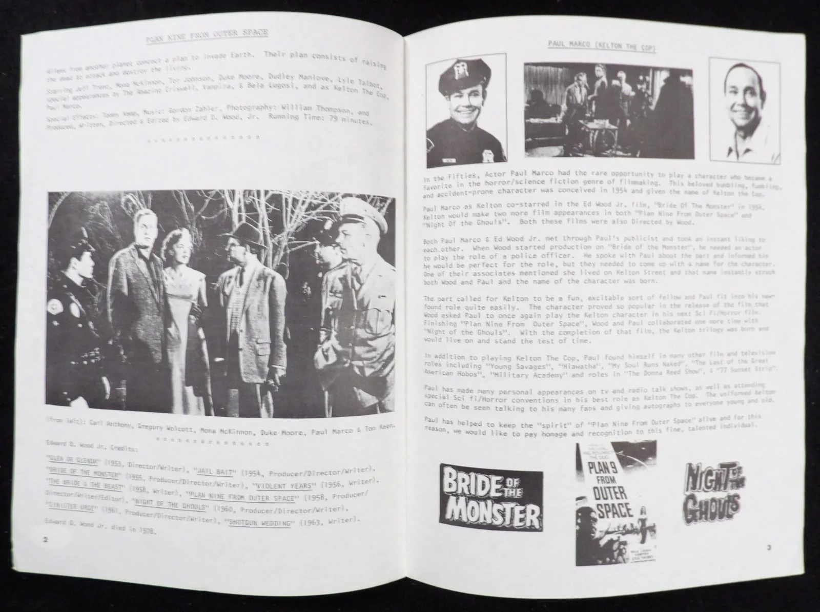 Paul Marco Plan 9 From Outer Space Signed 30th Anniversary Gala Program JSA Auth, image 2
