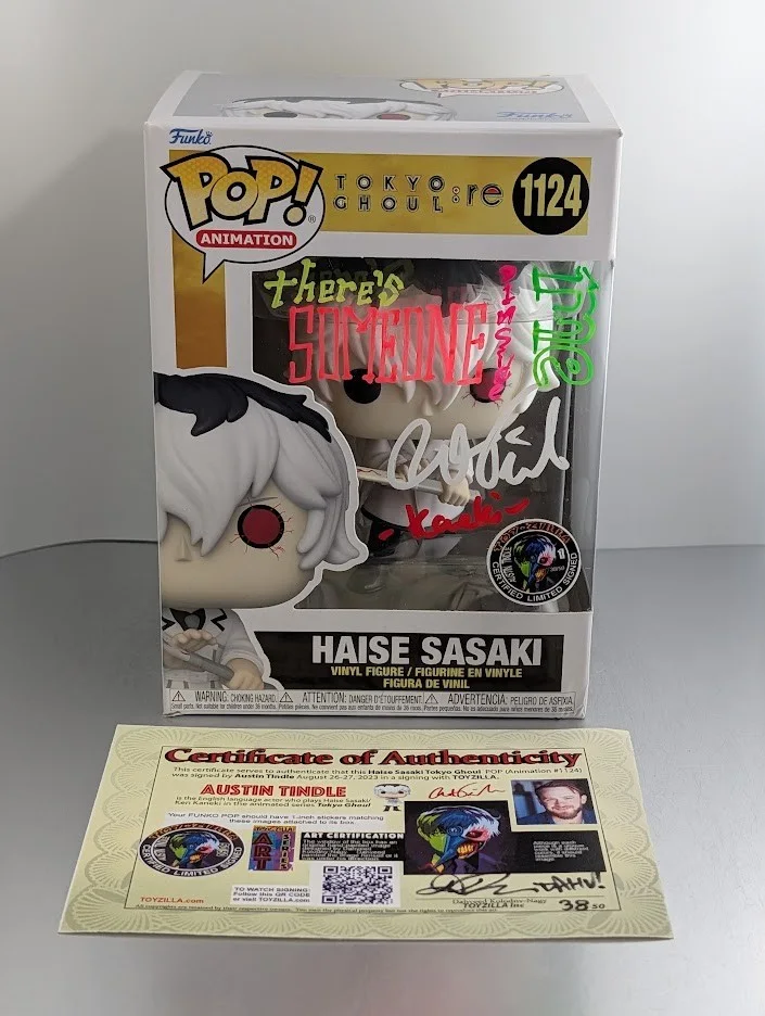 Austin Tindle — Austin Tindle Signed Toyzilla LE Funko Pop #1124 Haise Sasaki Tokyo Ghoul, изображение 2