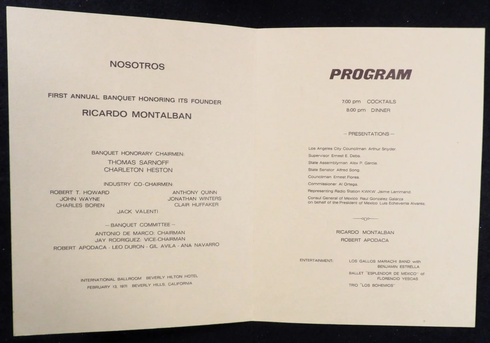 Ricardo Montalban Kathleen Freeman Signed Banquet Program JSA Authenticated, image 2