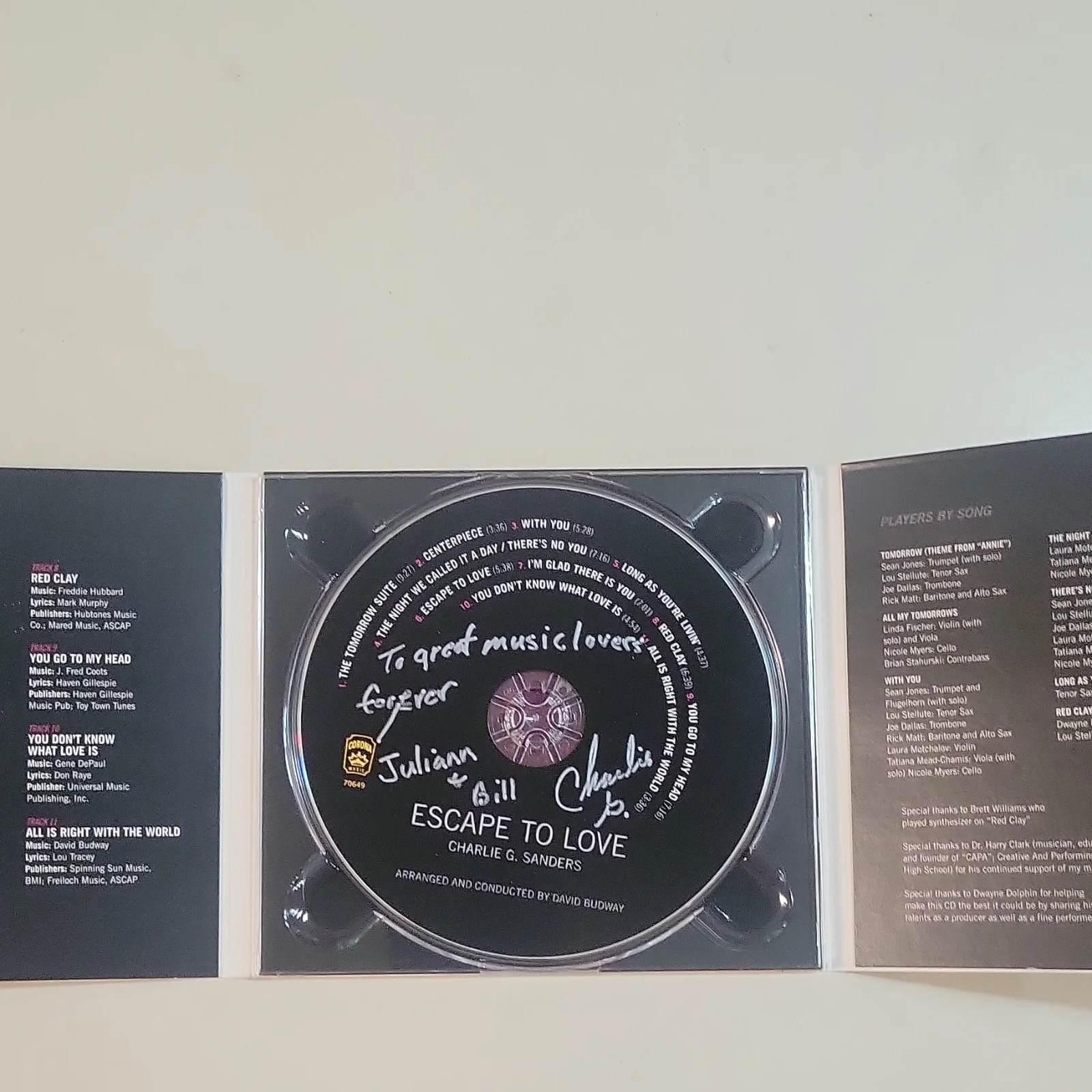 Escape To Love Charlie G. Sanders Signed CD with Booklet And Cd autographed, image 3