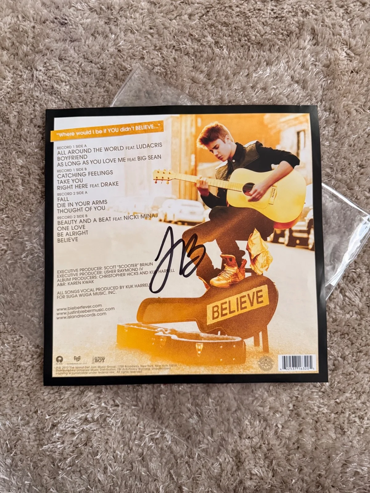 Justin Bieber Believe SIGNED Vinyl Picture Disc VIP Meet & Greet Collection Rare, изображение 2