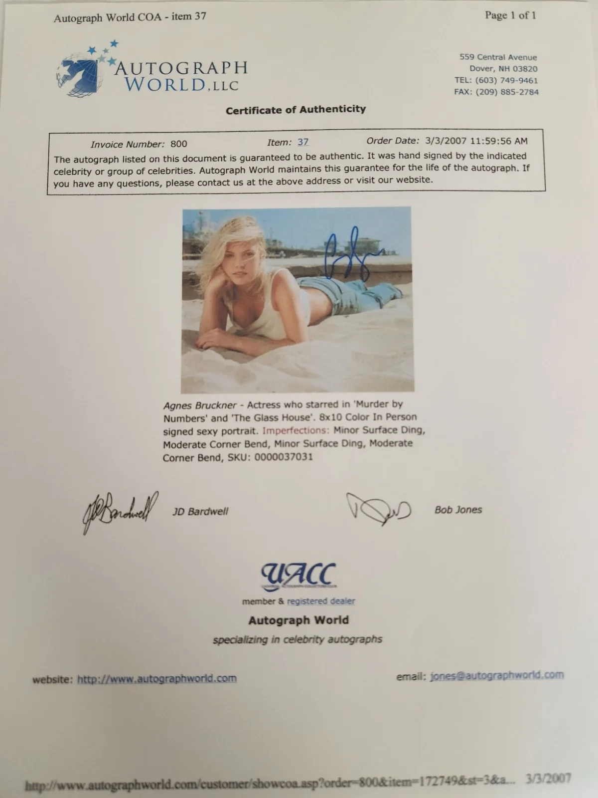 Agnes Bruckner Signed Autographed 8x10" Photograph AW COA, изображение 4