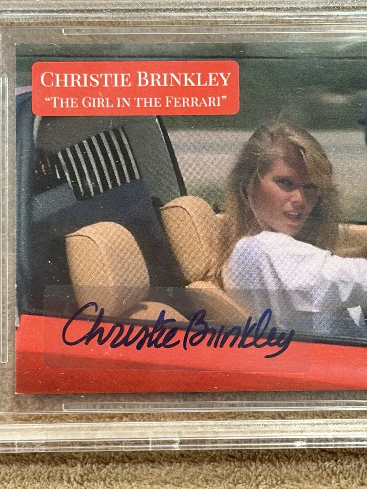 Christie Brinkley Signed Card Vacation Girl In Ferrari BAS Autograph Authentic, image 2