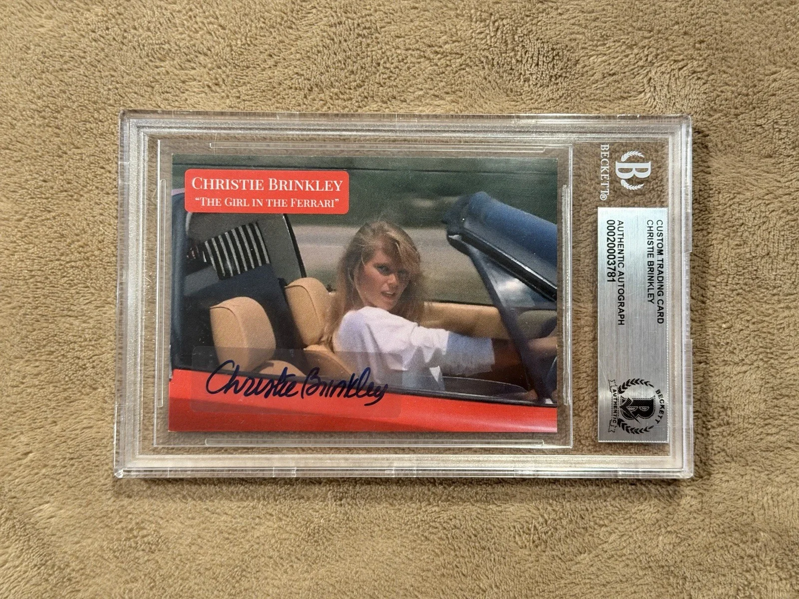 Christie Brinkley Signed Card Vacation Girl In Ferrari BAS Autograph Authentic, image 4