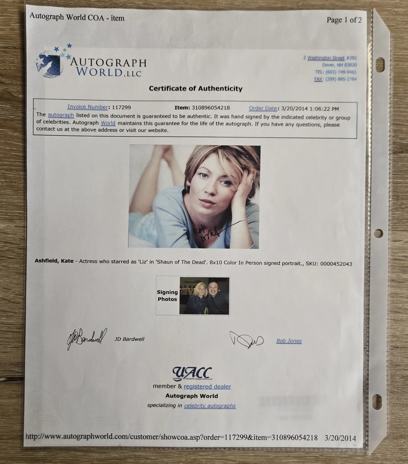Kate Ashfield Autographed Signed 8x10" Photograph Actress "Shaun Of The Dead", изображение 4