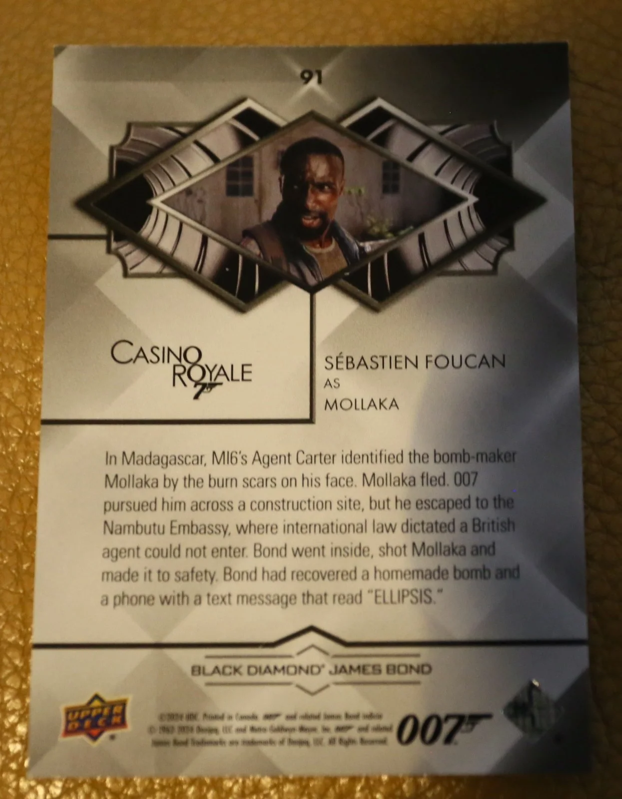 JAMES BOND NUMBER 192 of 199 SEBASTIEN FOUCAN BLACK DIAMOND TRADING CARD, изображение 2