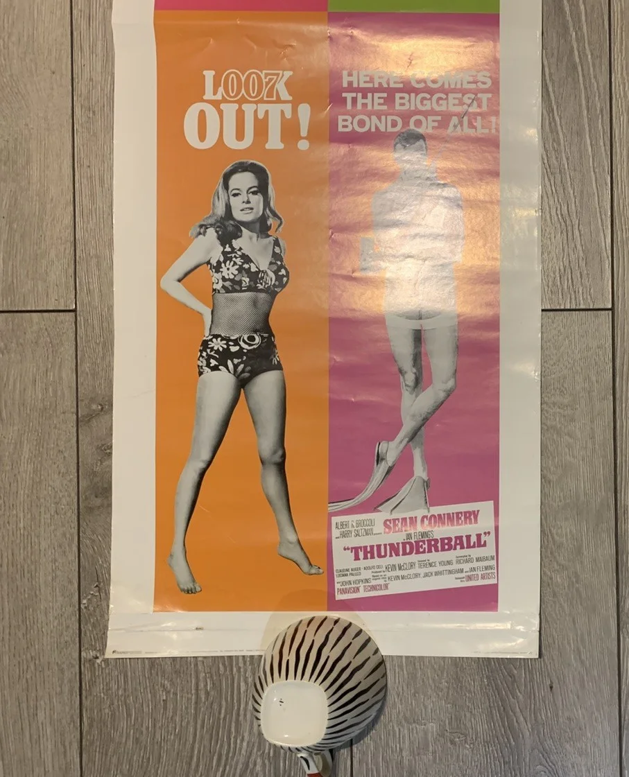 THUNDERBALL JAMES BOND 007 SEAN CONNERY 1970s ORIGINAL DAYBILL POSTER, image 4