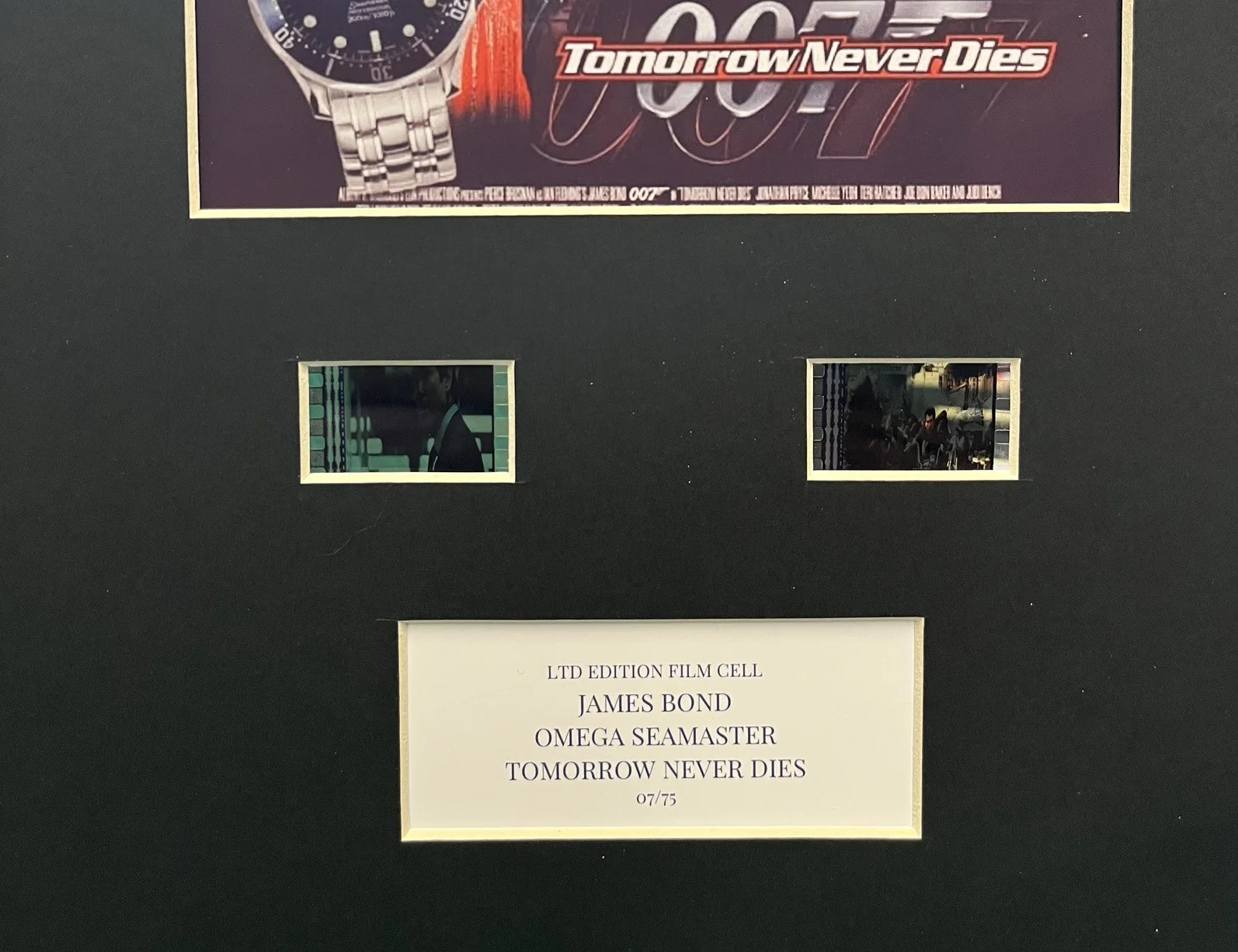 OMEGA SEAMASTER WATCH. GOLDENEYE . 35mm Film Cell Mounted Display, image 2