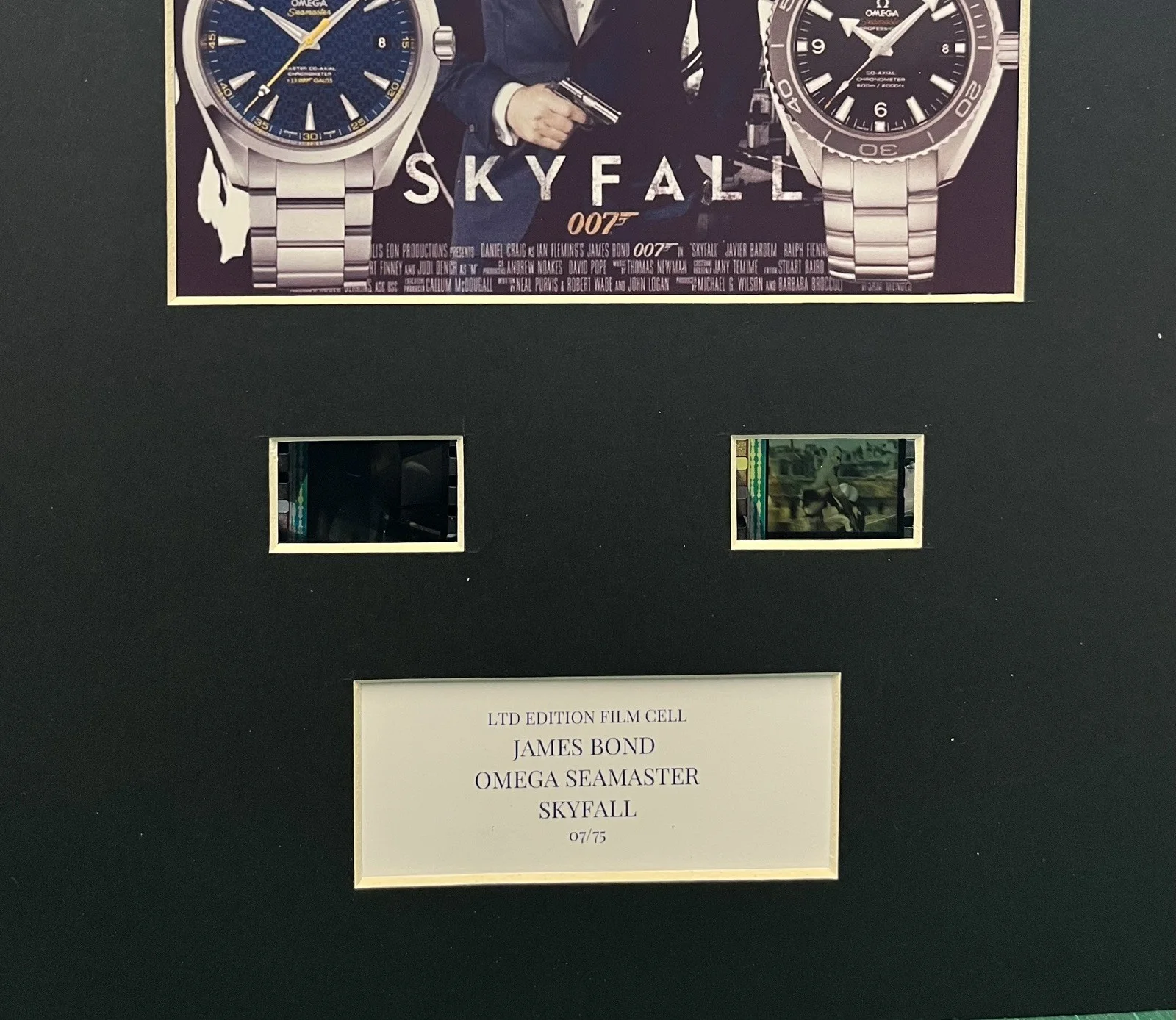 OMEGA SEAMASTER WATCH. SKYFALL. 35mm Film Cell Mounted Display, image 2