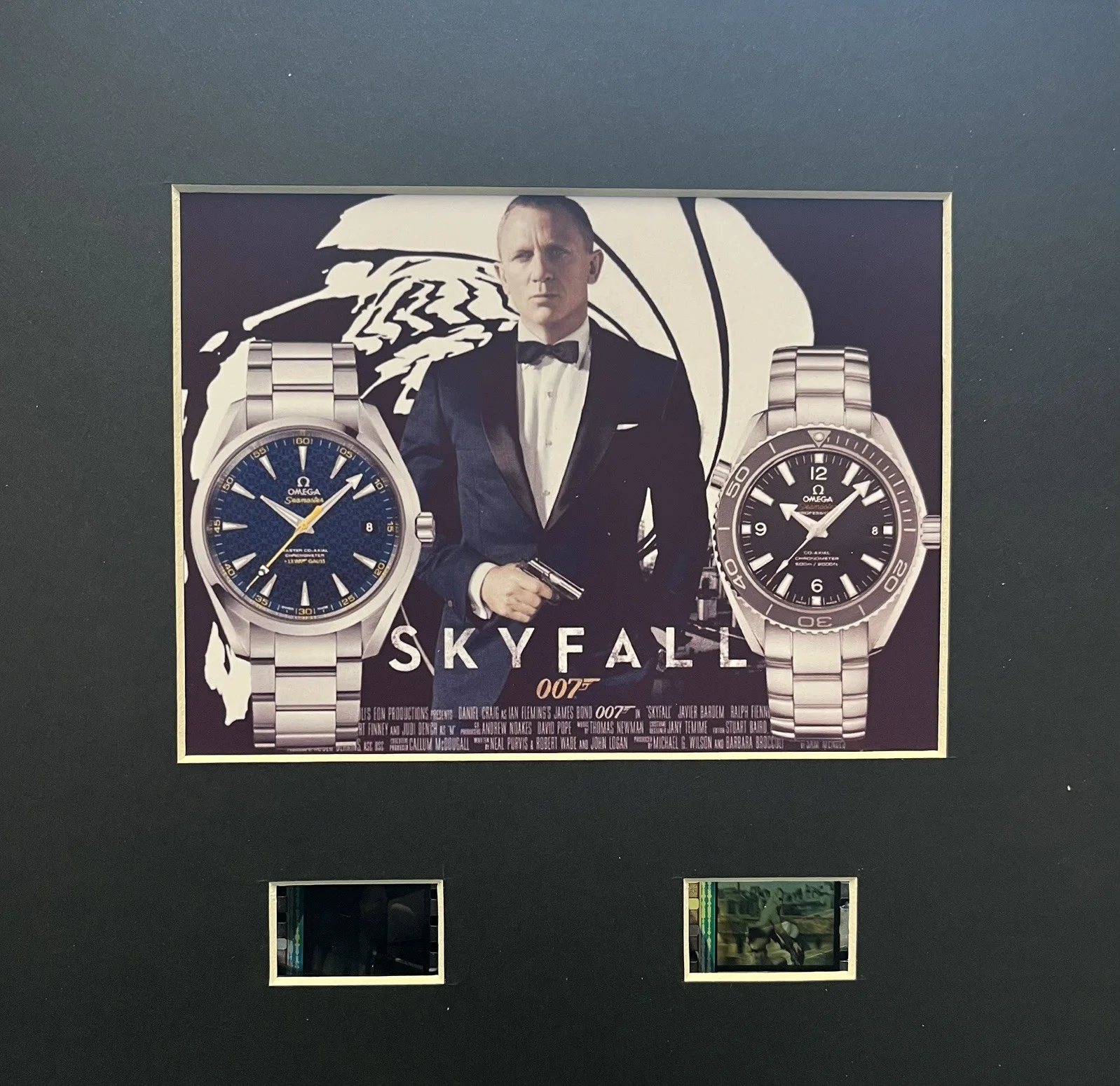 OMEGA SEAMASTER WATCH. SKYFALL. 35mm Film Cell Mounted Display, image 3