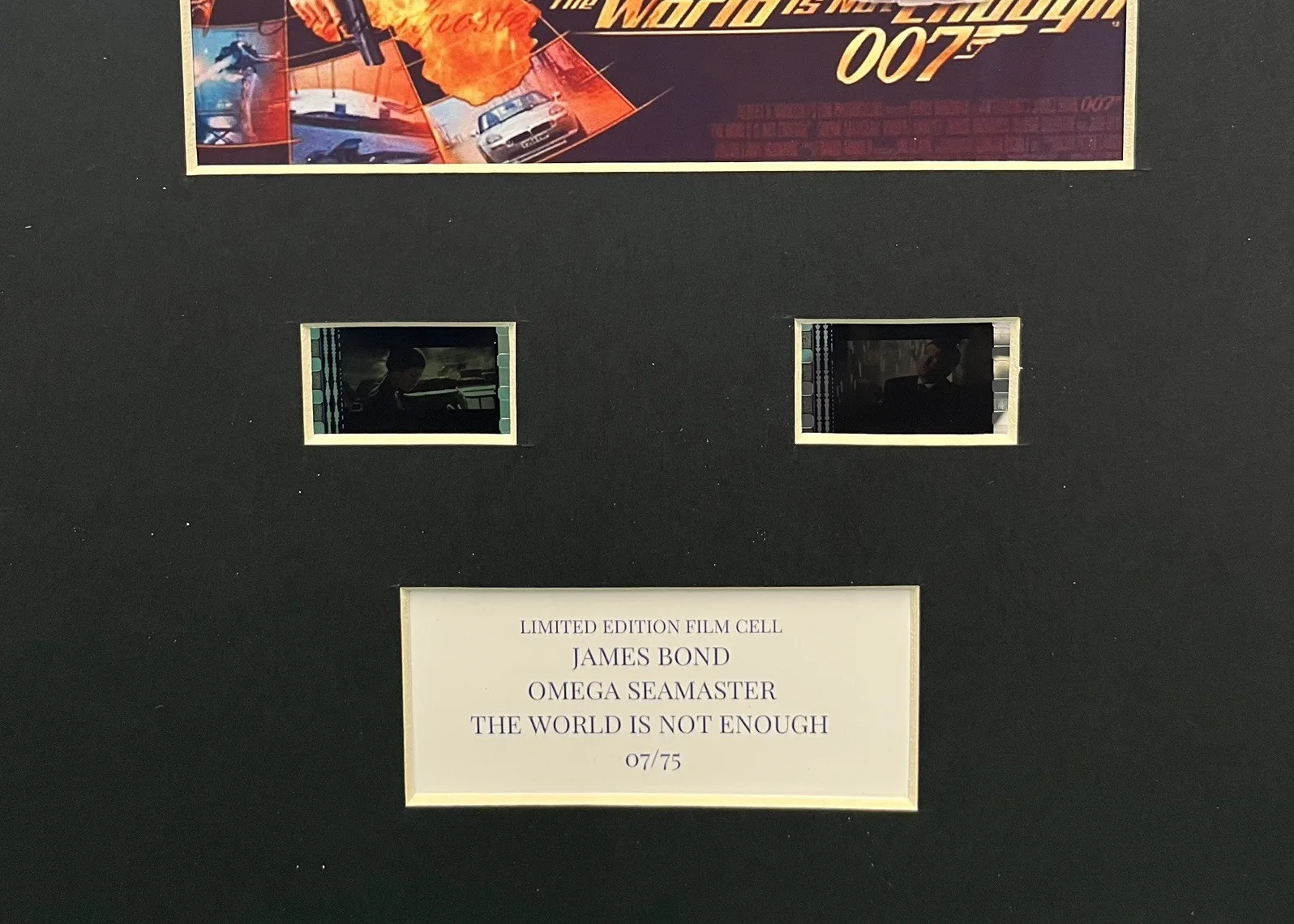 OMEGA SEAMASTER WATCH. The World is Not Enough. 35mm Film Cell Mounted Display, image 3