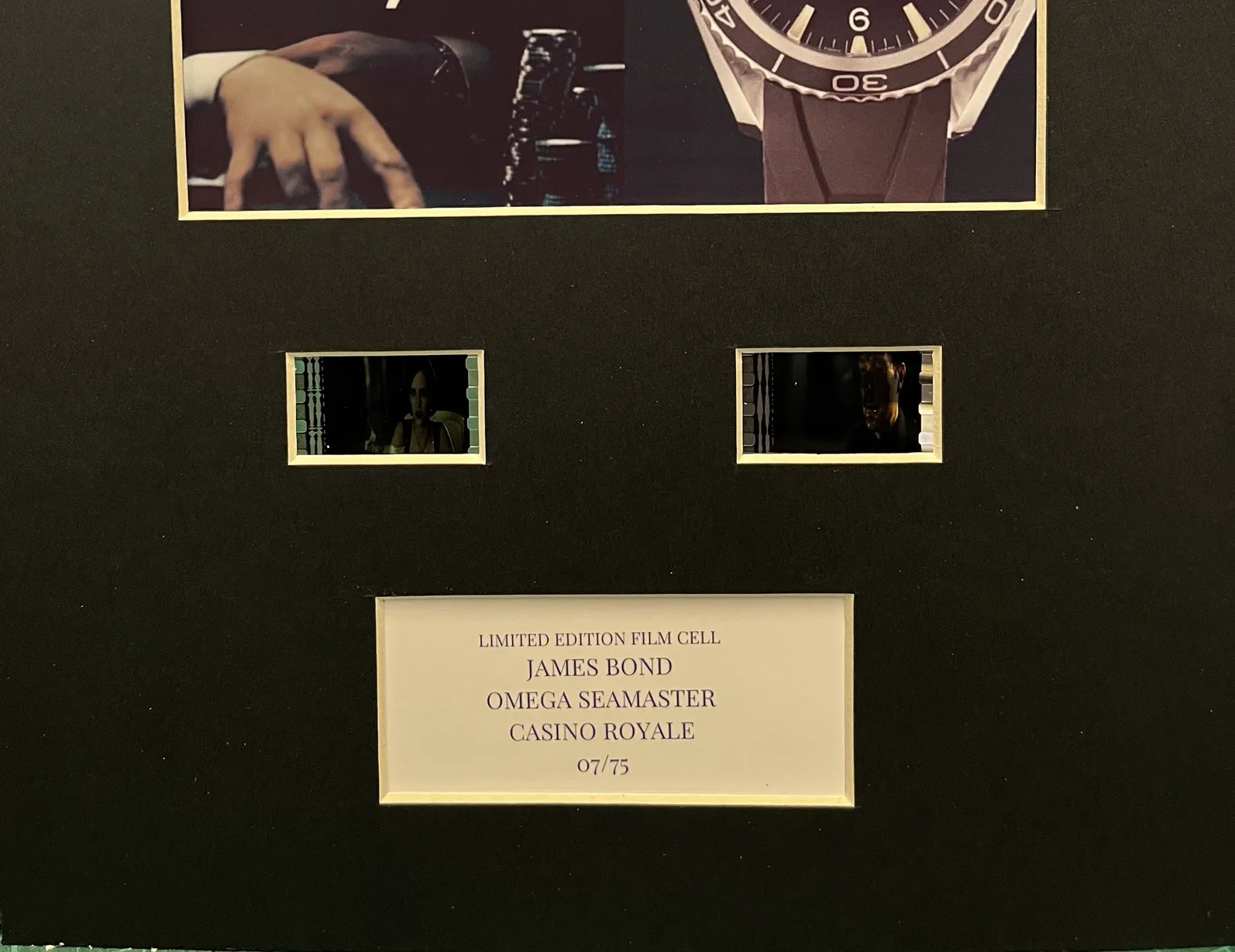 OMEGA SEAMASTER WATCH. CASINO ROYALE. 35mm Film Cell Mounted Display, image 2