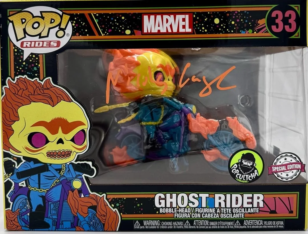 Nicholas Cage — Nicholas Cage Signed Funko Pop #33 (Deluxe Ghost Rider) - Celebrity Authentics, image 2