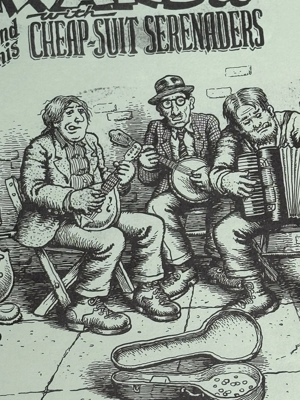 Terry Zwigoff Personally Owned Robert Crumb Cheap Suit Serenaders Signed Poster, image 4