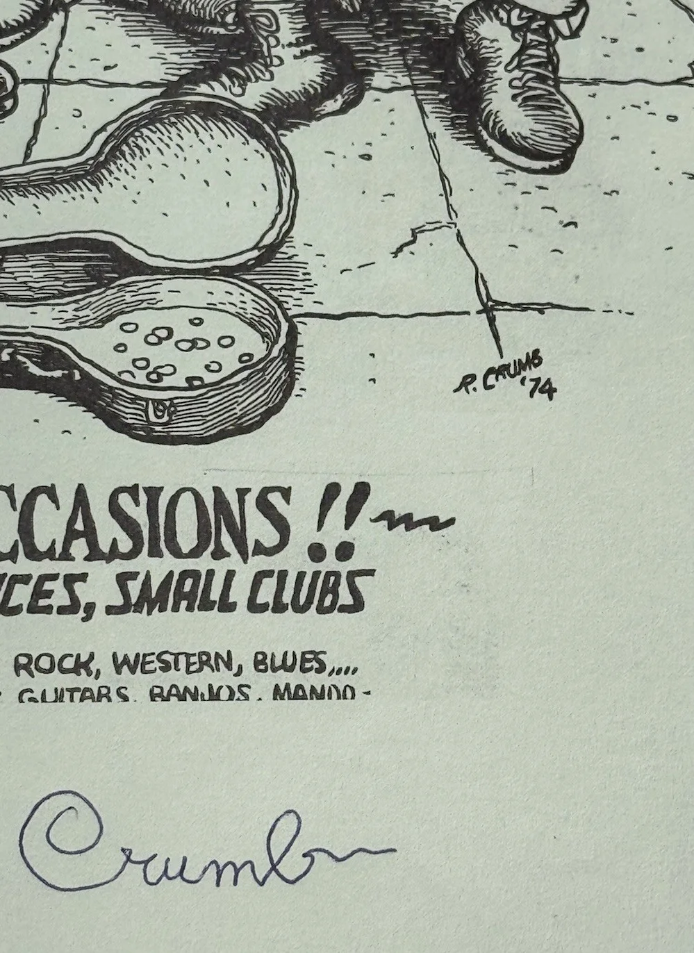 Terry Zwigoff Personally Owned Robert Crumb Cheap Suit Serenaders Signed Poster, image 5
