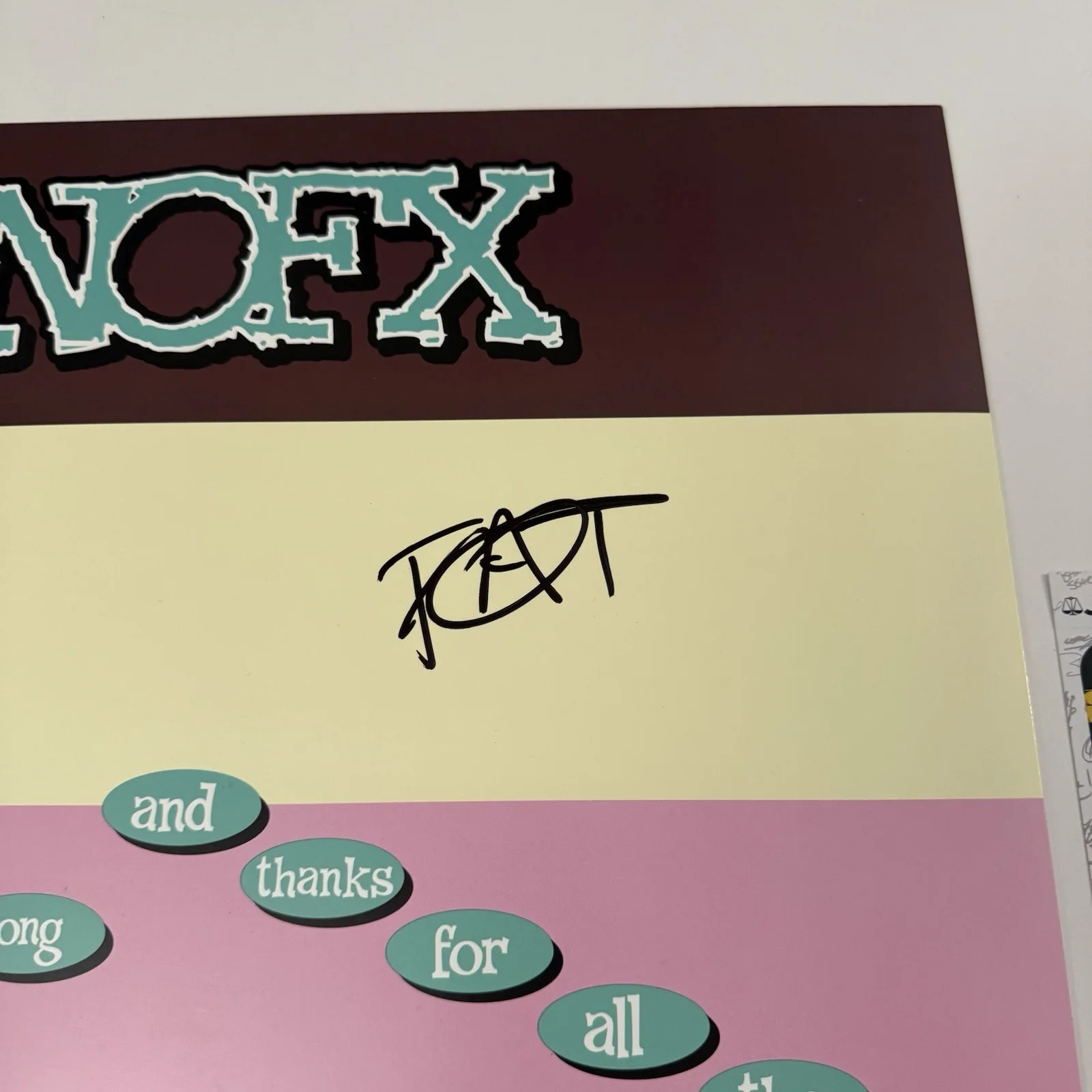 NOFX FAT MIKE SIGNED SO LONG AND THANKS FOR THE SHOES VINYL RECORD JSA COA, image 2