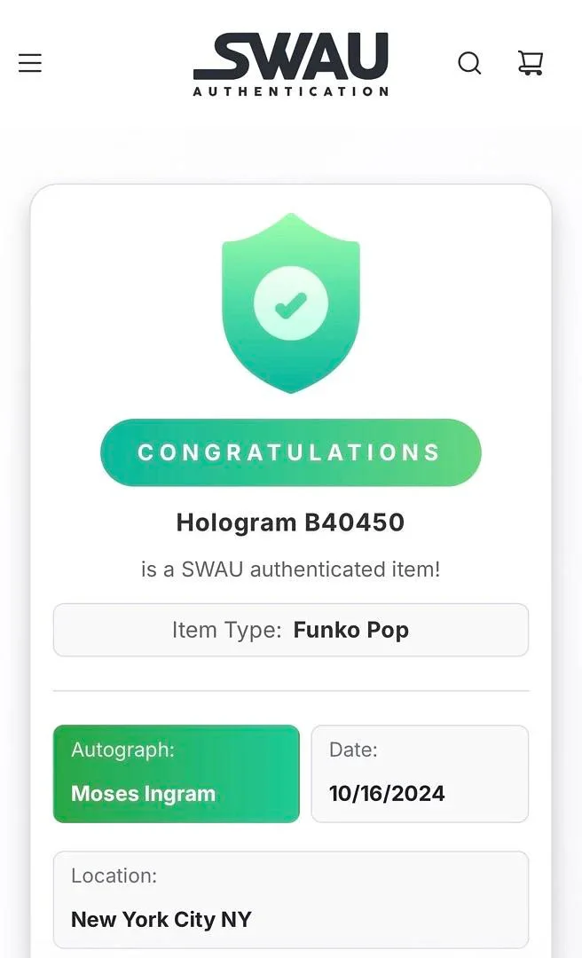 Moses Ingram — Moses Ingram signed "Reva" Funko #542 (Star Wars) - SWAU COA, изображение 5