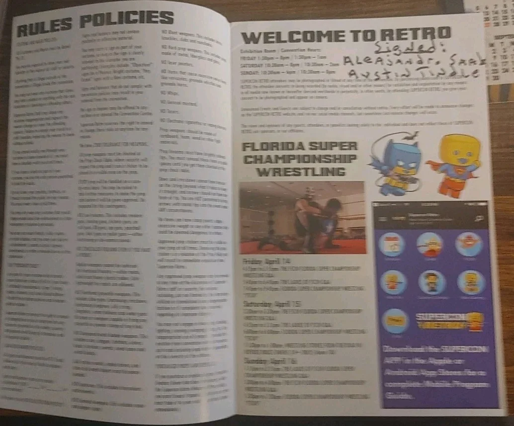 Tindle, Saab — Austin Tindle / Aleajandro Saab Hand Signed Supercon 2017 Miami Program 100%, image 3