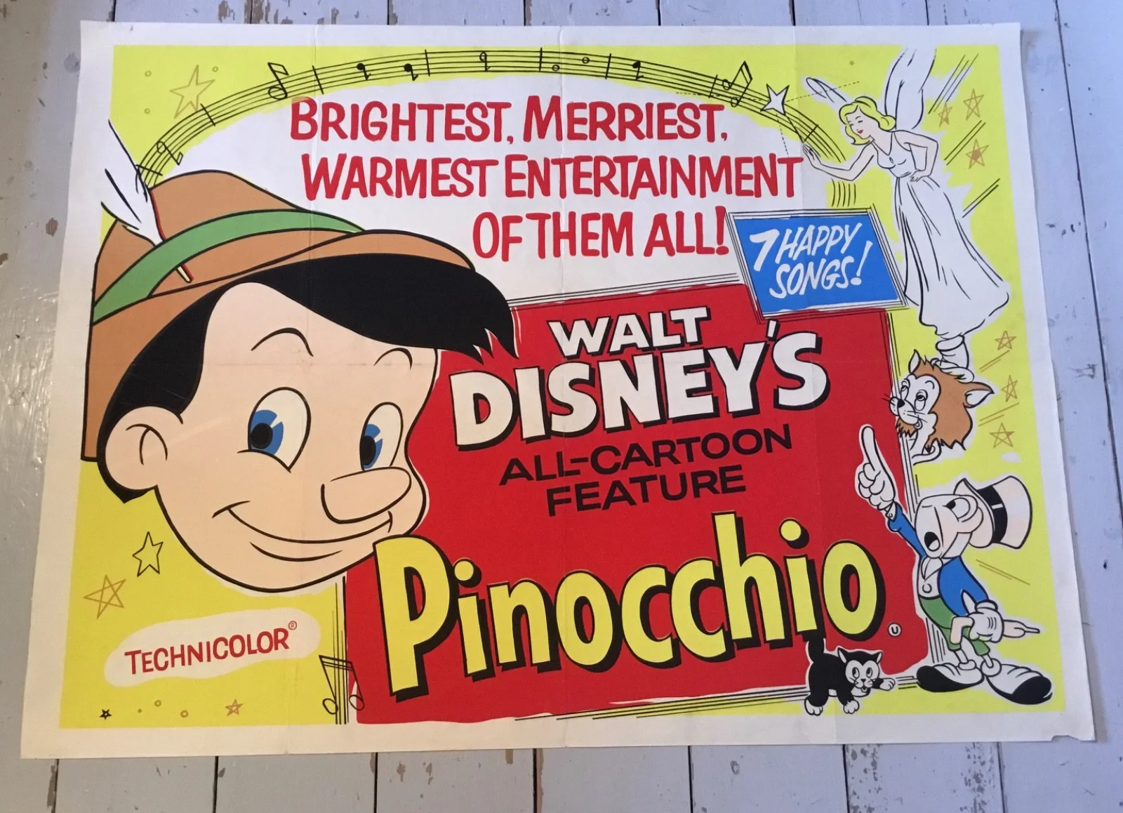 PINOCCHIO Walt Disney Quad Original Poster 30 X 40 '', image 2