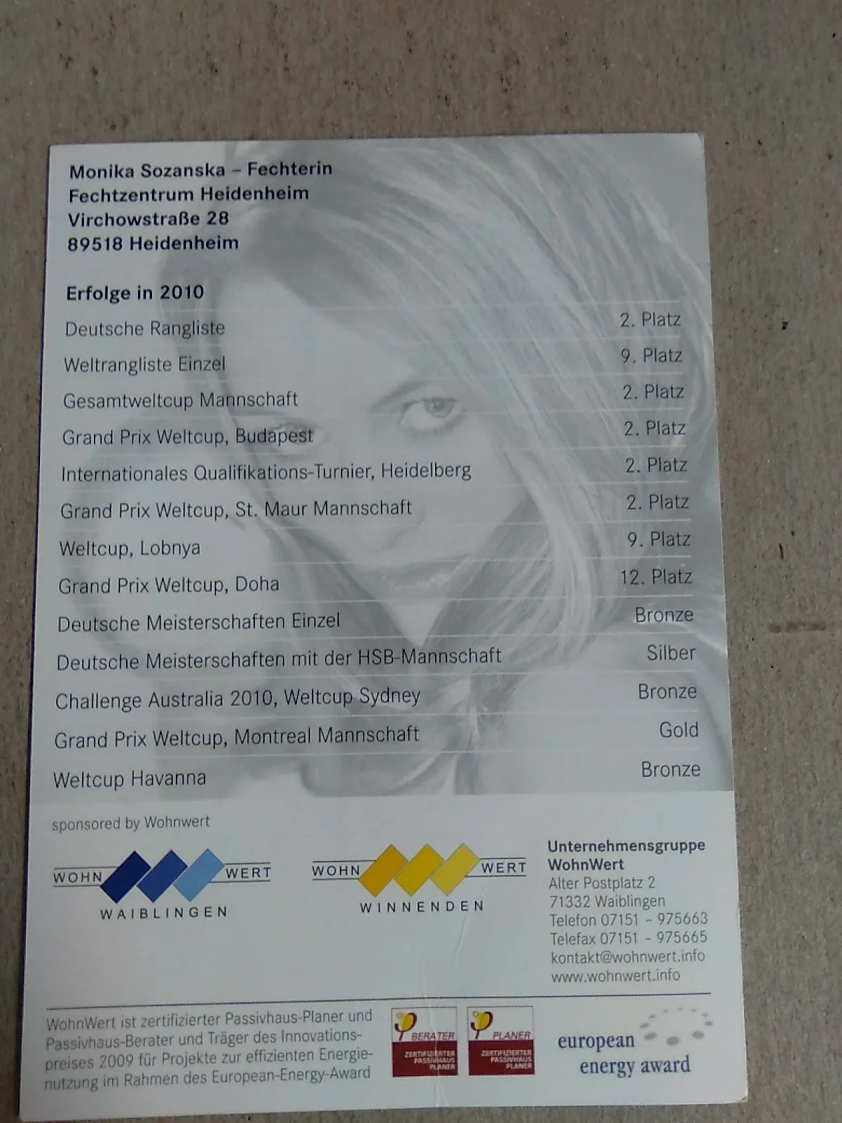 Monika Sozanska Polish German Fencer Autographed 6x4 Flyer Signed, изображение 3